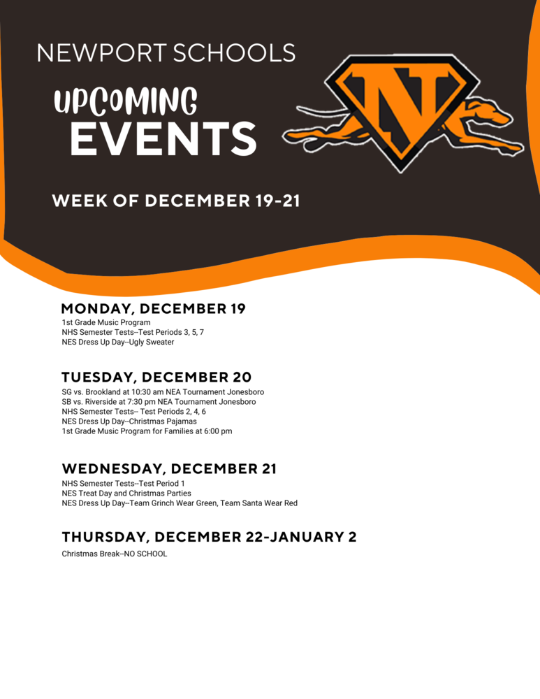 Upcoming Events for December 19-21