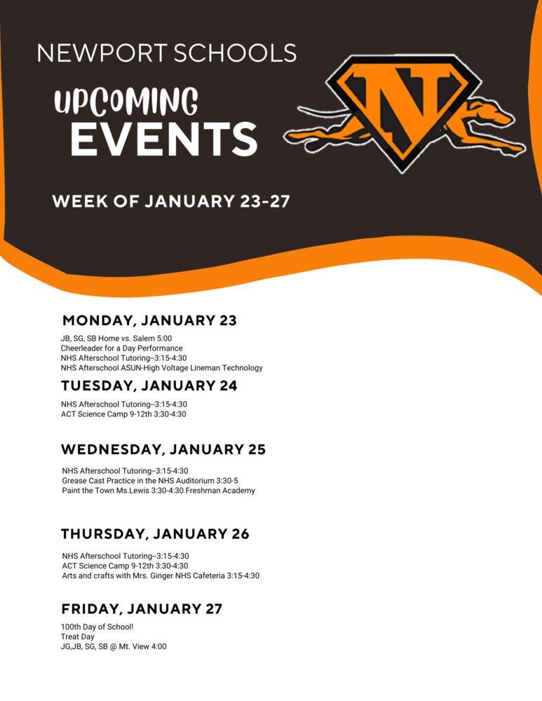 Upcoming Events for January 23-27