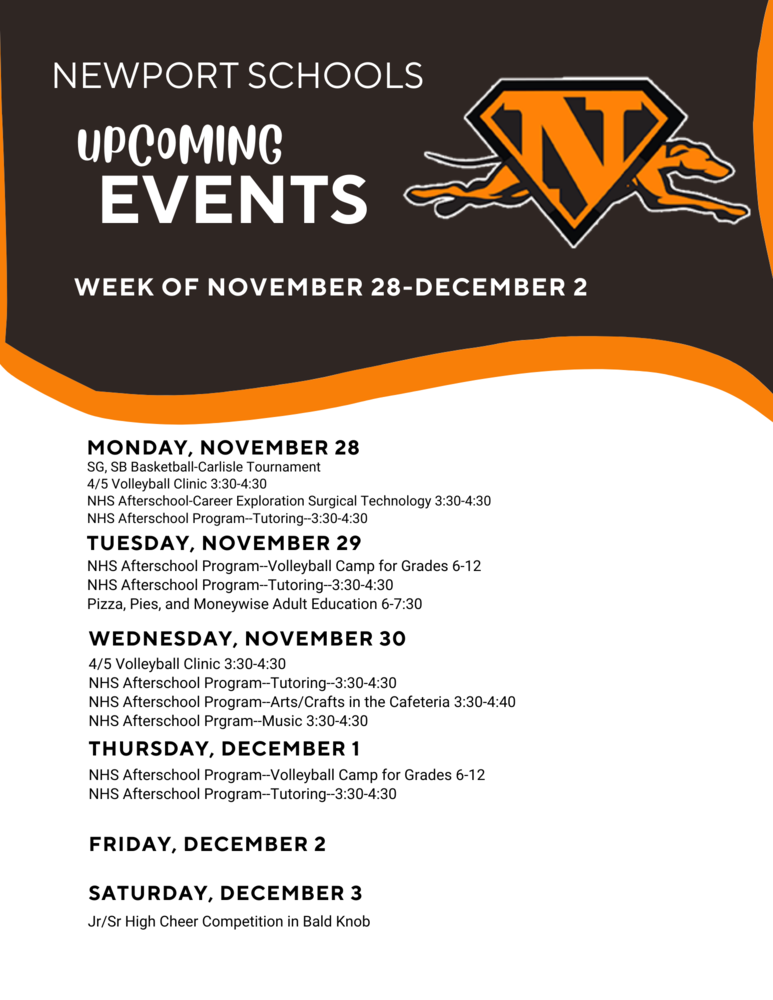 Upcoming Events for the Week of Nov. 28-Dec. 3